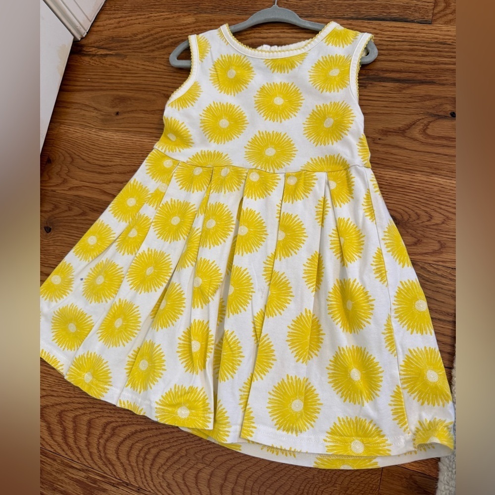Rachel Riley Yellow Sunflower Toddler Dress Size 4Y STAINS